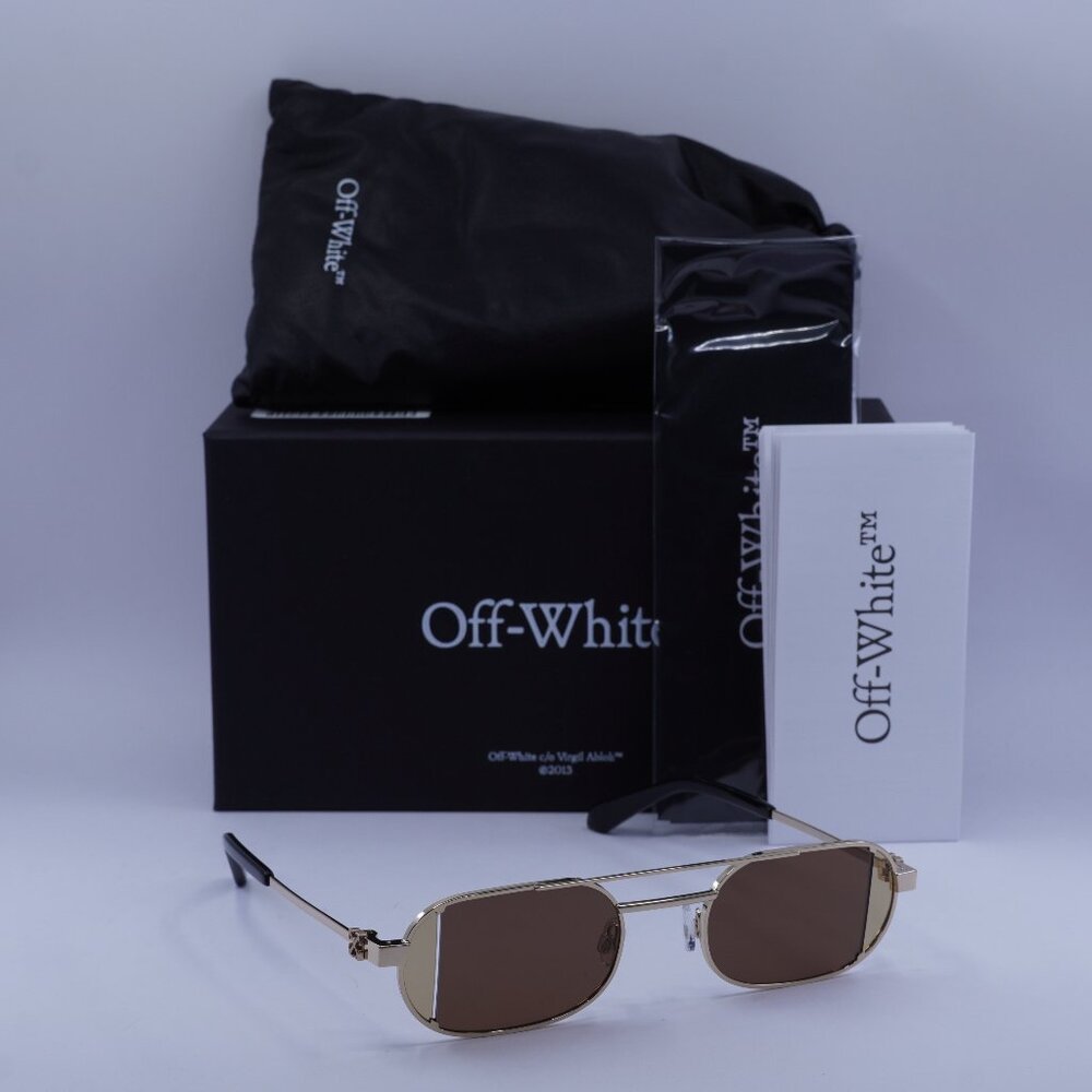 Off-White OERI14H LYNN 7664 Oval Sunglasses – Gold/Brown